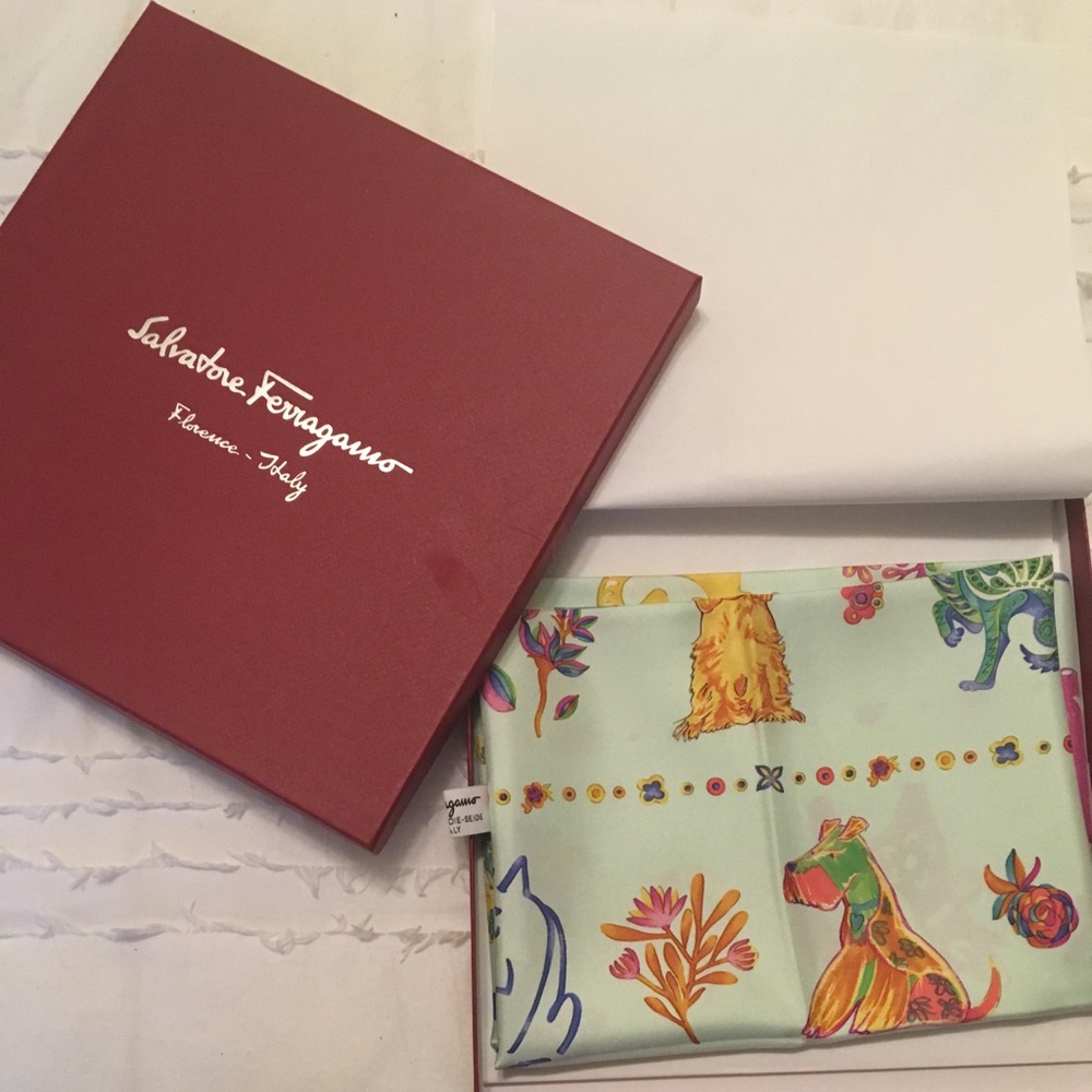 Salvatore Ferragamo Colorful Dogs Print Scarf
